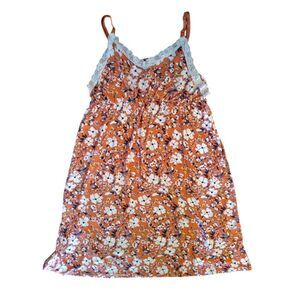 Lamaze Coral Floral Lace Trim Sleeveless Nursing Night Slip Chemise Size XL